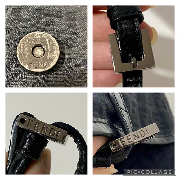 Fendi FF Zucca Logo Zucchino Monogram Canvas Shoulder Bag Purse Vintage Y2K 90's - Picture 13 of 16